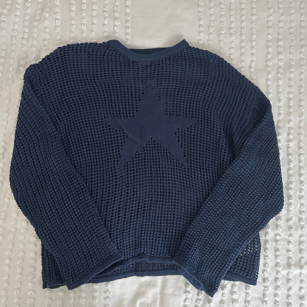 Edikted Navy Star Knit Sweater